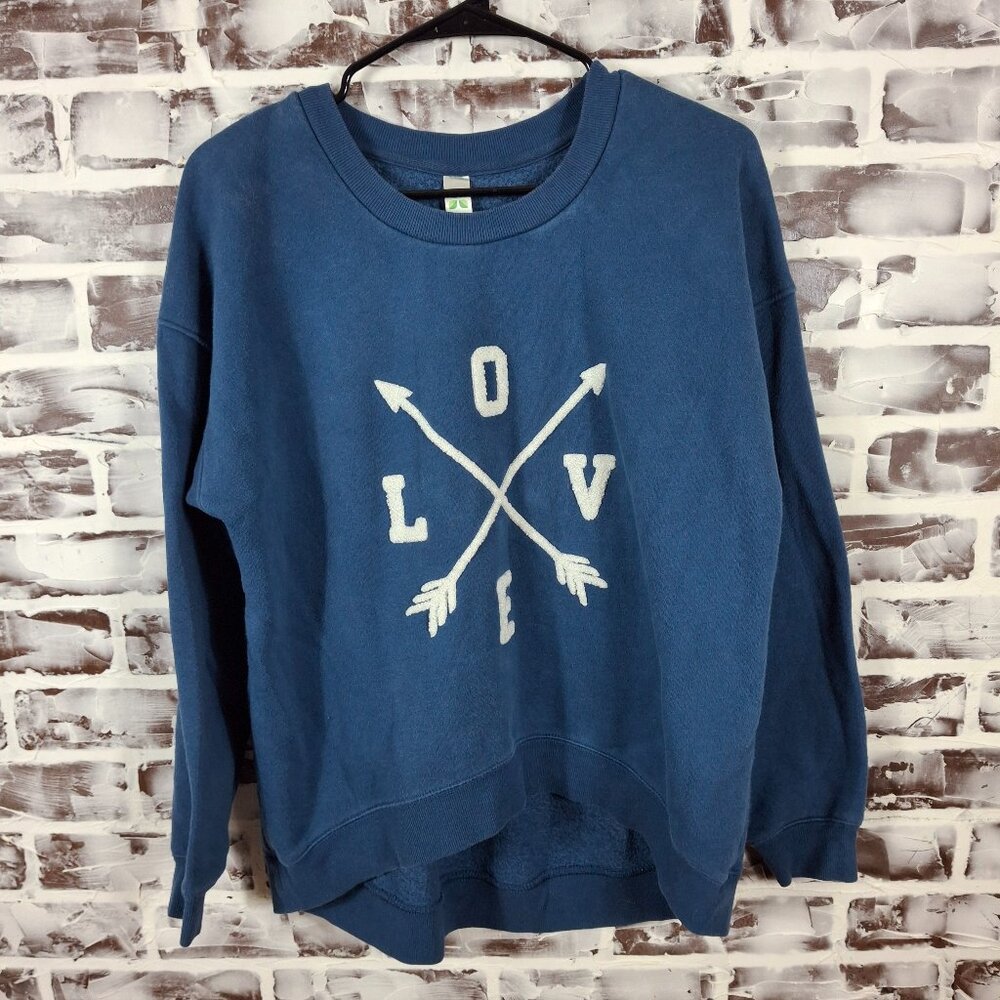 Greentea Small Pullover Sweatshirt Blue Love Arrows High Low